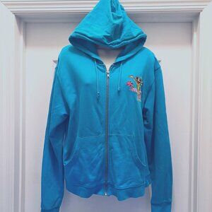 Rainforest Cafe Orlando Blue XLarge Hooded Zip up Sweatshirt-Hand Pockets-Frog